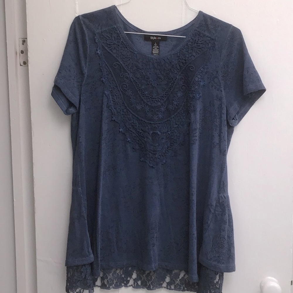 Style & Co Embroidered Tee